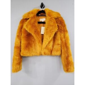 NEW Michael Kors Faux Fur Selena Gomez Mabel's Orange Fur Jacket-Coat Mob Boss